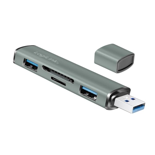 LogiLink UA0394 - Hub USB 3.2 (Gen2) a 2 Porte con Lettore di schede per schede microSD e SD, alloggiamento in Alluminio con Cappuccio Protettivo - Hub USB - Immagine 7