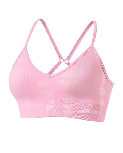 Image of AUROLA Serpent Seamless Sports Bras for Women,Backless Padded Strappy Workout Gym Yoga Crop Tops