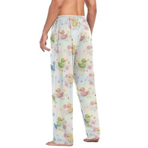 Mens Pajama Pants Ducks Flowers Butterflies Soft Lounge Sleep Pant with Pockets Sleepwear PJ Bottoms for Men4