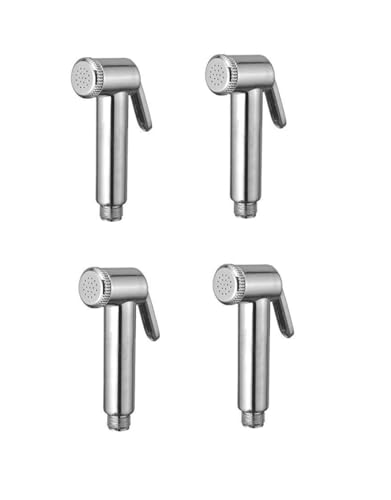 Image of Handheld Bidet Sprayer | Chrome Finish Health Faucet | Ergonomic Jet Spray Gun (4 Pieces) | Durable ABS Material, Leakproof, Easy DIY Installation | Bathroom, Toilet & Personal Hygiene