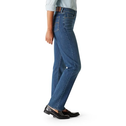 Levi Strauss Signature Women's High-Rise Straight Jeans Stretch Denim (Standard and Plus), (New) Hurricane, 10 Long3