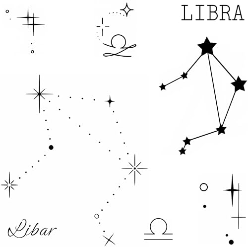 Libra Constellation Zodiac Temporary Tattoo – Celestial Symbol Fa...