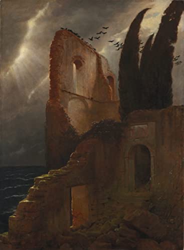 Affiches et gravures de prestige Ruine d'Arnold Böcklin en toile tissée 60x90