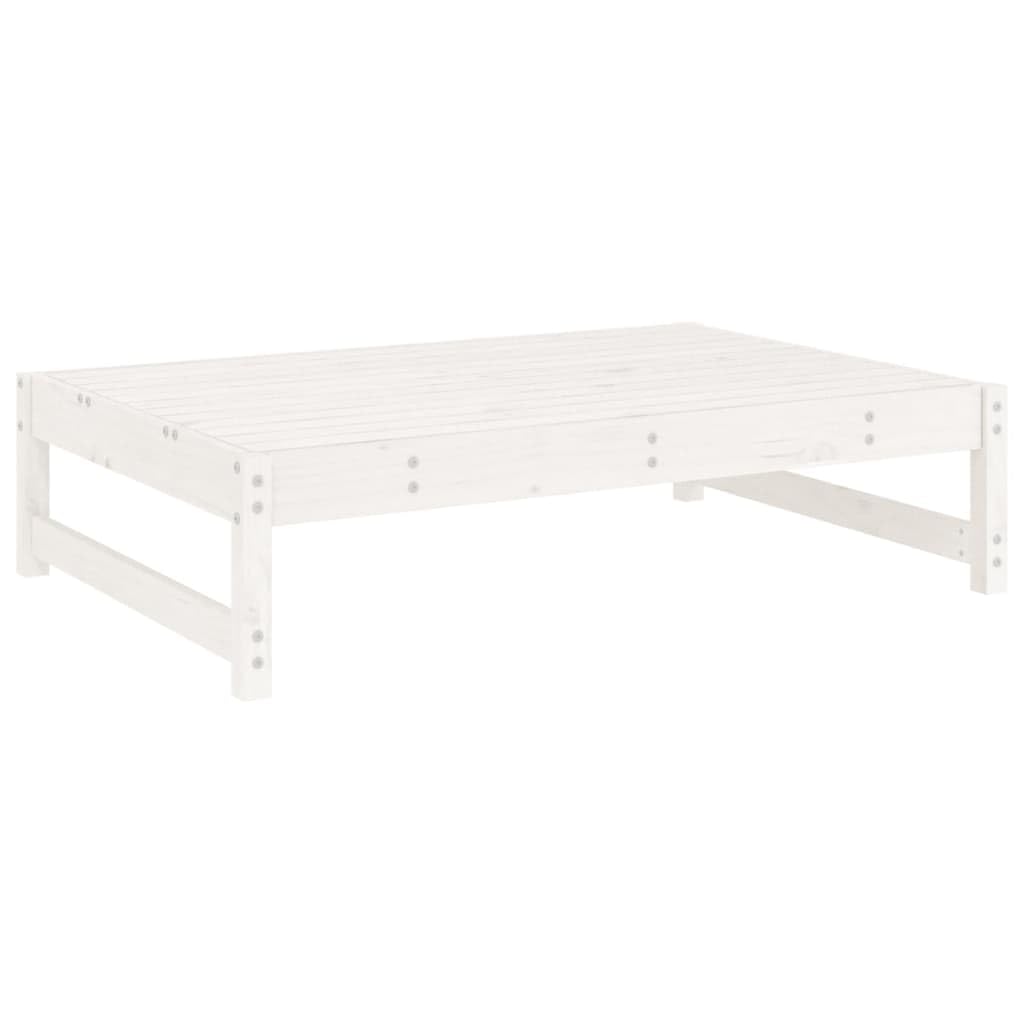 vidaXL Taburete de Jardín, Reposapiés Otomana de Descanso, Mesa de Centro de Listones, Asiento para Patio Terraza, Madera Maciza de Pino Blanco