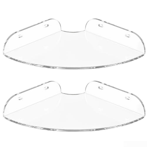 Juego de 2 estantes esquineros flotantes de acrílico transparente para almacenamiento y exhibición montados en la pared, organizadores acrílicos para baño, cocina, sala de estar (transparencia)