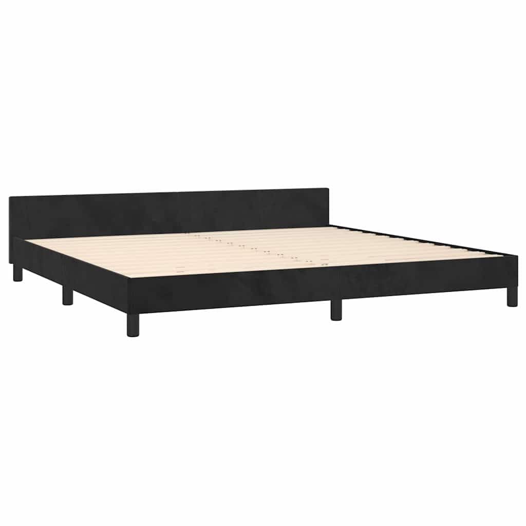 Cadre de lit sans matelas Noir 200 x 200 cm Velours avec tête de lit