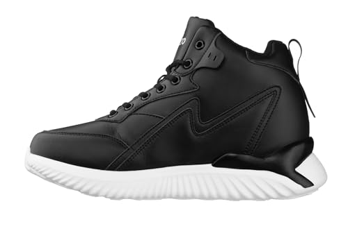CALTO Men's Invisible Height Increasing Elevator Trainer Shoes - Black Lace-up Lightweight Fashion High-Top Sneakers - 4 Inches Taller - S3060 - Size 13 D(M) US3