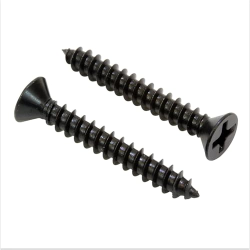 Bolt Dropper #6 x 3/4 Inch Wood Screws, Pack of 100 - Xylan Coated Stainless Steel Flat Head Phillips Black Screws - Corrosion Resistant for Wood, Drywall Applications, and Outdoor Use