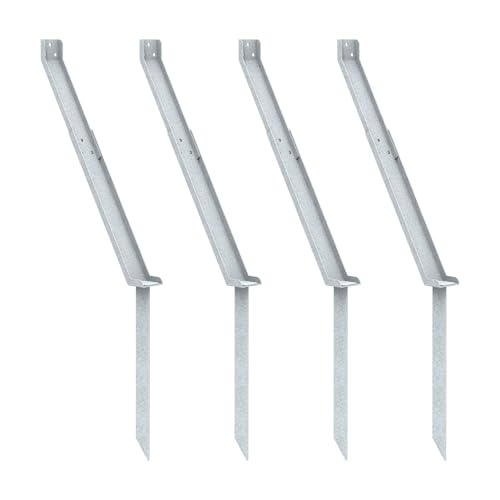 JYiuog Bodenanker-sturmanker für sichtschutzzaun,Verzinkter Stahl Erdanker für Zaunpfosten,pfostenanker für Gartenzaun,Windanker zur Stabilisierung (4, Silber)