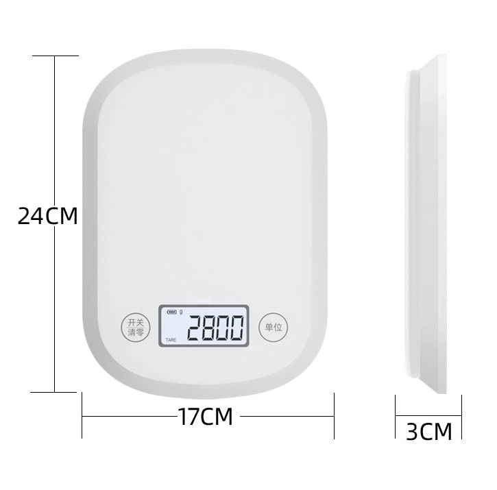 La pantalla digital de la báscula de alimentos muestra el peso en gramos, onzas, mililitros y libras para preparar comidas, cocinar y hornear una necesidad de cocina diseñada (Color : White) little