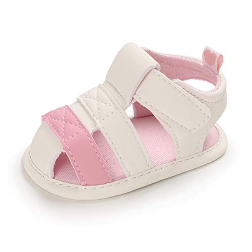 KSMA Baby Boys Girls Summer Beach Breathable Athletic Closed-Toe Sandals Soft Sole Anti-Slip Toddler First Walker Shoes, 07/Pink, 12-18 Months Infant