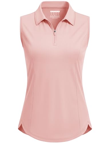 Image of MAGCOMSEN Womens Golf Shirts Sleeveless 1 /4 Zip Collared Polo Shirt UPF 50+ Quick Dry Workout Tank Tops Tennis