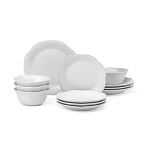 Lenox French Perle 12-Piece Dinnerware Set, White, with Accent Plates