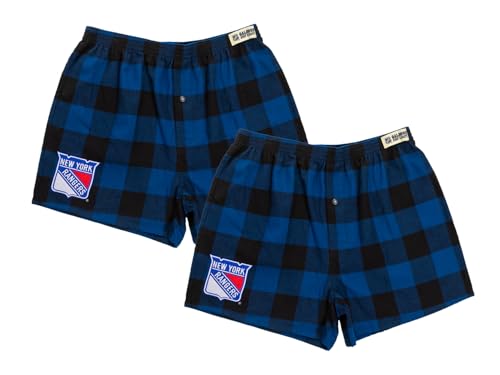 Calhoun NHL Surf & Skate Men's Team Logo Plaid Loose Fit Boxer Shorts – 2 Pack