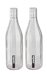 Nayasa Fiber Glass Bottle 1000 ML Set of 2 (Clear)