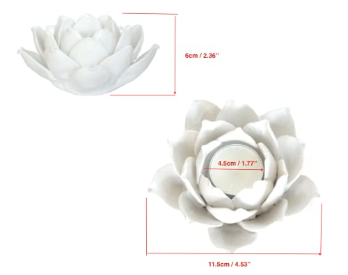 Pretty Home Handmade Ceramic Lotus Flower Tealight Holder Candlesticks Holder Petals Style Lamp Candle For Home Tabletop Altar Windowsill Party Wedding Decoration thumb #3