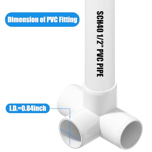20PCS 4-Way PVC Fittings, 1/2Inch PVC Pipe Fittings for SCH40 PVC Pipe, Heavy Duty PVC Furniture Grade Fitting Connectors for Water Supplies Build PVC Furniture DIY Garden Shelf Greenhouse