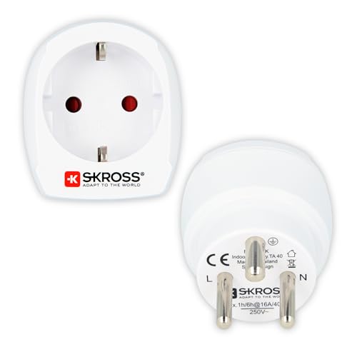 SKROSS Reisestecker mit USB - Deutschland nach Dänemark - Reiseadapter zur Anwendung von Geräten mit Schuko- oder Eurostecker in Dänemark