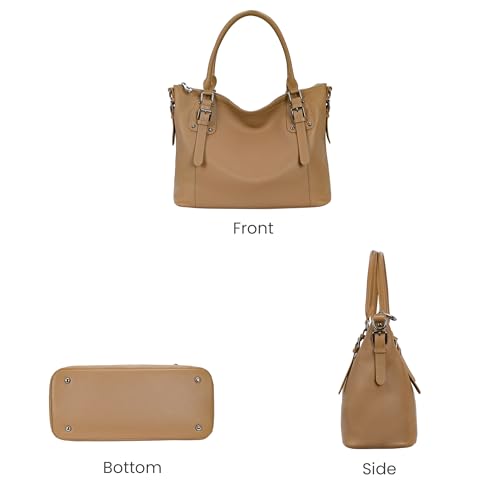 Image of HESHE Leather Purses and Handbag for Women Shoulder Bag Tote Top Handle Bag | Genuine Designer Large Capcity Hobo Crossbody Satchel Travel Work Ladies Zippered Ladies Daily Bag Adjustable Long Strap