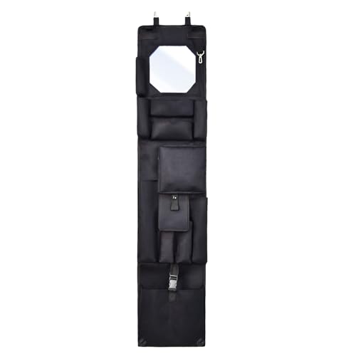 Police Style Magnetic Hanging Locker & Closet Door Organizer, Multiple Size Pockets - 51.2 x 11 Inches, with 4 Corner Magnets for Police, Security, Law Enforcement Lockers (Black)