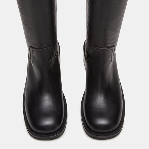 Image of Women's Knee High Riding Boots Round Toe Side Zipper Chunky Block Heel Tall Boots Comfortable Pull on Wide Calf Boots