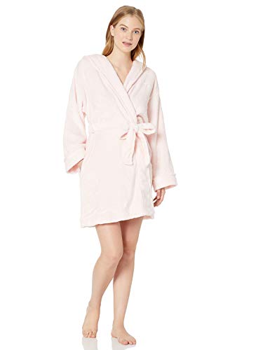 Tommy Hilfiger Women's Plush Soft Bathrobe Warm Textured Sleep Lounge Pajama Robe, Blushing