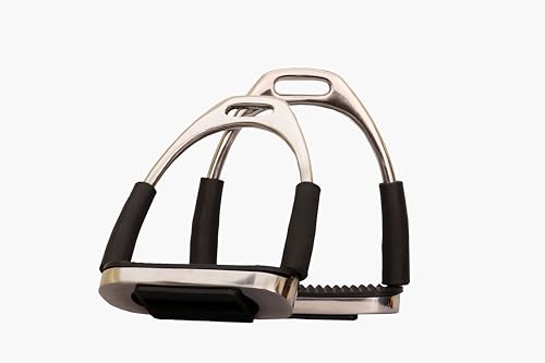 Flexible Silver Stirrups English Safety Polish Horse Riding Bendy Flexible Irons S Steel Equestrian for Adults and Kids (4" inch)