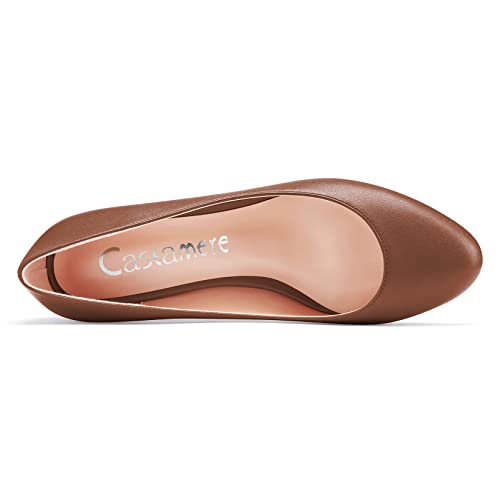 Castamere Women Stiletto Low Kitten Heel Round Toe Pumps Slip-on Cute Office 1.4 Inches Heels Shoes4