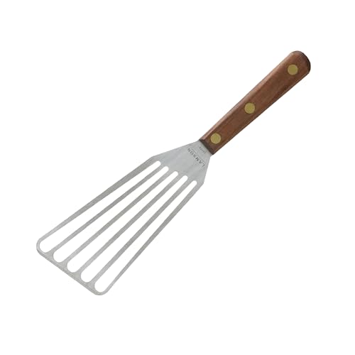 Lamson 4" x 9" Jumbo Slotted Chef's Turner, Walnut Handle - Right-Hand