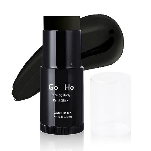 Go Ho Water Based Black Face Paint Stick Washable (1.06 Oz),Non-toxic Cream Body Paint,Full-coverage Black Face Paint Makeup Stick for Theater Halloween SFX Cosplay
