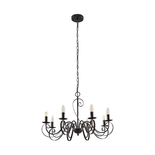 Lustre Caleb Lucande suspension plafonnier marron métal pour grand couloir