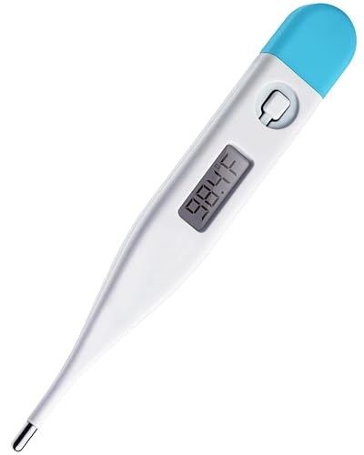 Image of DR VAKU Digital Thermometer for Adults & Babies Fast Oral & Underarm Temperature Measurement Celsius & Fahrenheit Water-Resistant (White & Blue)