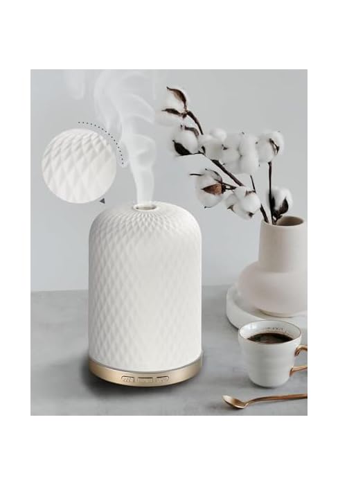 Essential Oil Diffuser - 2.4MHz Ultrasonic Ceramic Diffuser with Pulse/Continuous Mist &amp; Night Li...