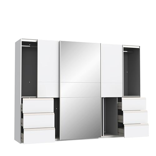 Deine Tante Emma W2QS13332-120 Winn 2 - Armario con Puertas correderas y Espejo (270 x 201 x 58 cm), Color Blanco