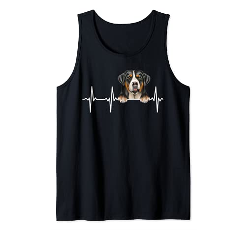 Funny Dog Heartbeat For Greater Swiss Mountain Dog Lovers Tank Top, Black