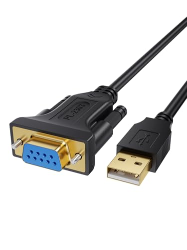 CableCreation USB to RS232 Serial Adapter with PL2303 Chipset, 6.6 FT USB 2.0 to DB9 Female Converter Cable for Cashier Register, Modem, Scanner, Digital Cameras,CNC etc, Black
