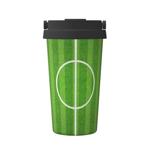 スポーツ水筒 緑のサッカー場 コーヒーカップ 500ml 魔法瓶 スポーツボトル 真空断熱 二重構造 保温ポット ステンレス製 大容量 おしゃれ ウォーターボトル ステンレスボトル 男女兼用 通勤 通学 車載用魔法瓶 アウトドア ドリンクカップ プレゼント