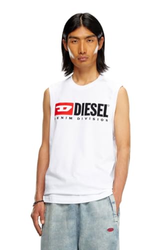 Diesel Herren T-ISCO-div Tank Top T-Shirt, Hellweiß, XS