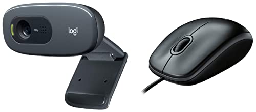 Image of Logitech C270 Digital HD Webcam with Widescreen HD Video Calling, HD Light Correct & B100 Wired USB Mouse, 3 yr Warranty, 800 DPI Optical Tracking, Ambidextrous PC /Mac /Laptop - Black