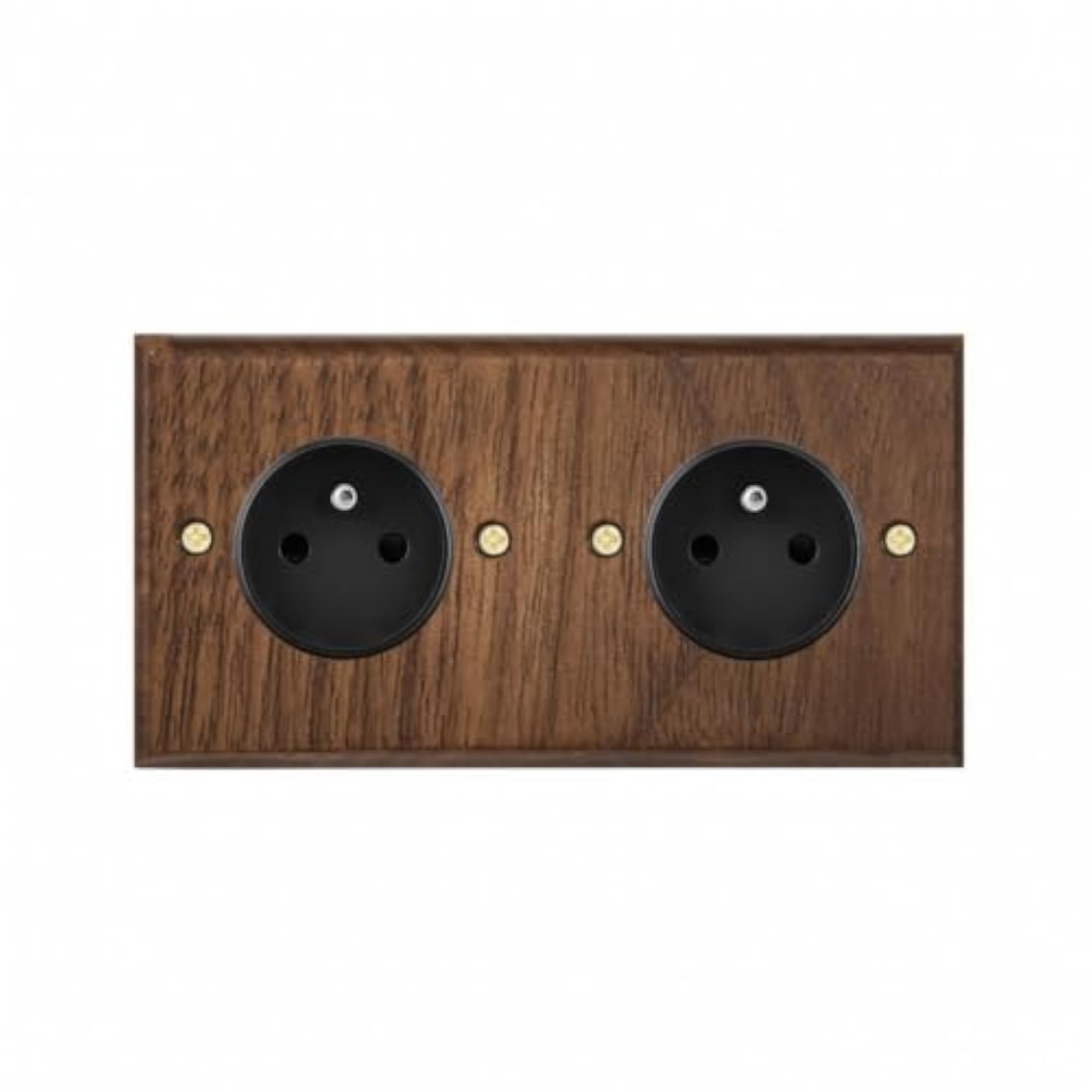 Walnut Finish Electrical Faceplate, Retro Design