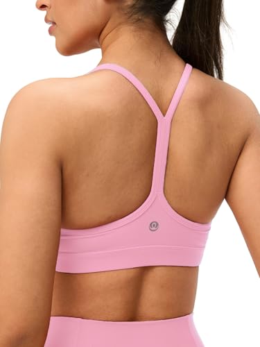 Image of Womens Y Back Padded Sports Bra Strappy U Neck Butter Soft Low Impact Workout Bras Yoga Pilates Walking