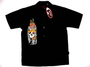 Amazon.com: Nikki Sixx Skull Flames Biker Shirt, Dragonfly (L