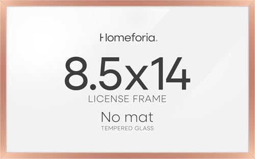 Image of Homeforia 8.5x14 Marriage License Frame, High End Metal 8.5 x 14 Rose Gold Marriage Certificate Frames, 14x8.5 Picture Frame for Wall & Tabletop, 8.5x14 Photo Frame, Tempered Glass, Wall Kit, Set of 3
