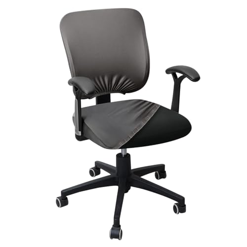 Image of HOKIPO 'SereneSolids' 140 GSM Office Chair Cover for Task Chair - 140 GSM Stretchable Fabric - Washable & Anti-Slip - Fits Small Office Chairs Without Headrest, Grey (AR-5224-GRY)