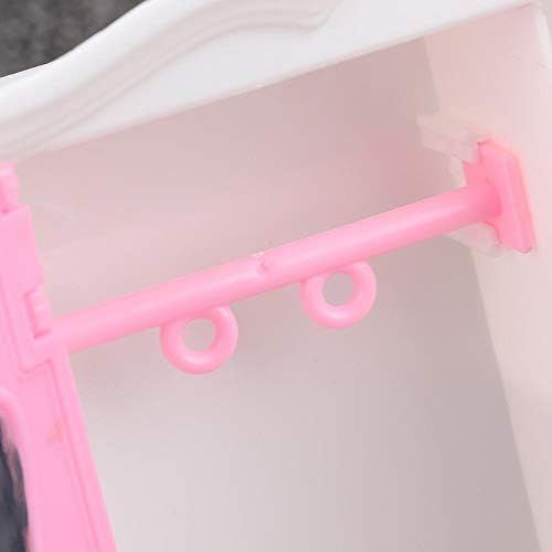Pink Plastic Furniture Wardrobe for Barbie Doll, 8.86 * 5.51 * 2.17 inch, Girl Role Play Dollhouse Toys Accessories