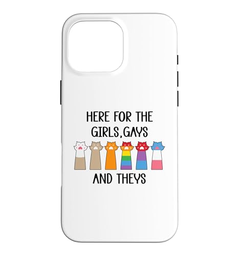Here for the Girls Gays and Theys Womens Ally Cat Pride LGBT �X�}�z�P�[�X iPhone 16 Pro Max �p