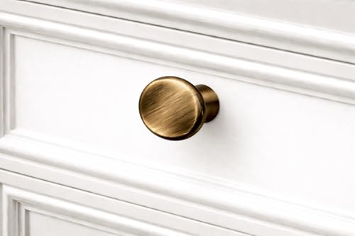 Image of JAGGER JAG401 Drawer Knobs for Home & Office - Durable and Elegant Stainless Steel Door Knob for Cabinets, Cupboards & Dressers (2, Brass Antique (CURV Round))