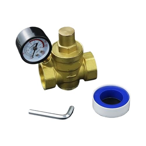 EKalgretrA Druckminderer Wasser DN15 1/2 3/4 1 Messing Wasser Druck Reduzierung Aufrechterhaltung Ventile Einstellbare Relief Regler Mit Manometer 16bar(3/4)