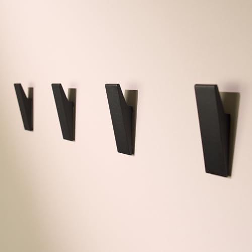 Designfabrik Hamburg Klebehaken extra stark | Haken selbstklebend | Wandhaken | Handtuchhalter ohne Bohren | Haken für Küche und Bad | 4 Stück | Handtuchhalter Schwarz | Modernes Design