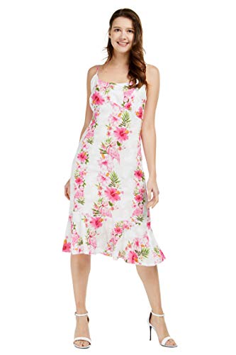 Image of Women's Hawaiian Mermaid Ruffle Dress Signature Prints | Mermaid Silhouette; Ruffle Hem; Soft Rayon Fabric; Signature Floral Prints; Resort Vacation Style